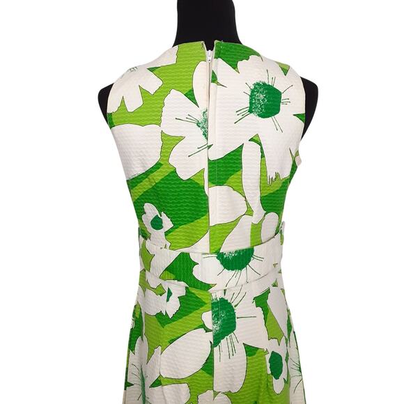 Vintage 1960s Kahala Hawaii Mod Floral Wide Leg Jumpsuit Lime Green Psychedelic - Picture 6 of 16